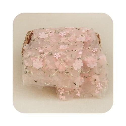 0.5Meter 130cm wide Pink White Three-dimensional Embroidery lace Trim Clothing Skirt DIY Manual Materials Curtain Lace Fabric