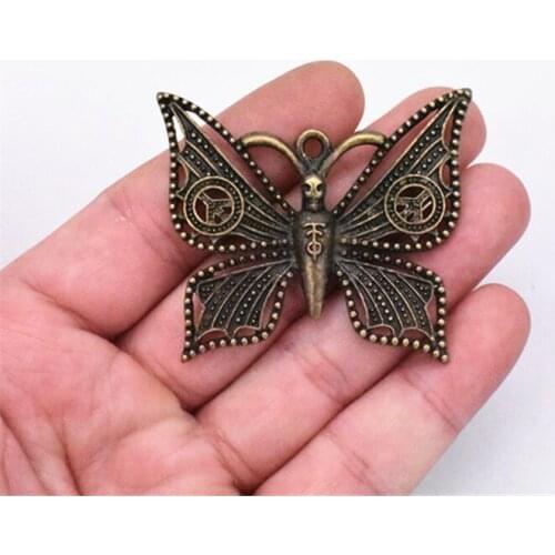 2pcs 55x48mm Antique Bronze Plated Butterfly Charm Making DIY Handmade Jewelry
