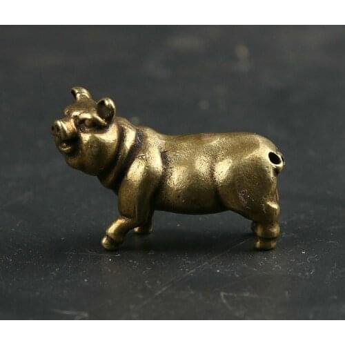 32MM Collection China Fengshui Bronze Animal Lucky Pig Small Statue Statuary