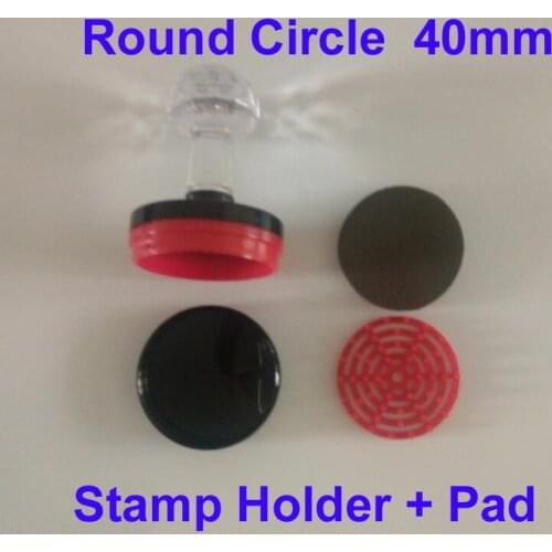 5Pcs 40mm Diameter Round Circle Stamp Shell Holder +Rubber Pad Photosensitive Portrait Flash Selfinking Stamping Making Seal