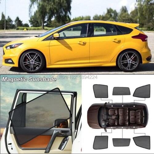 Car Full Side Windows Magnetic Sun Shade UV Protection Ray Blocking Mesh Visor For Ford Focus Hatchback