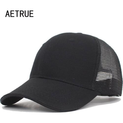 AETRUE New Baseball Cap Summer Solid Male Hats Caps For Men Women Mesh Snapback Gorras Female Casual Hip Hop Dad Casquette Caps