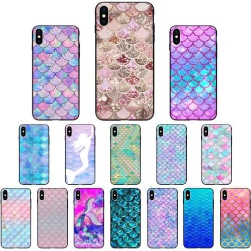 Yinuoda Mermaid Tail Scale Black TPU Soft Phone Case Cover for iPhone 11 pro XS MAX 8 7 6 6S Plus X 5 5S SE XR SE2020
