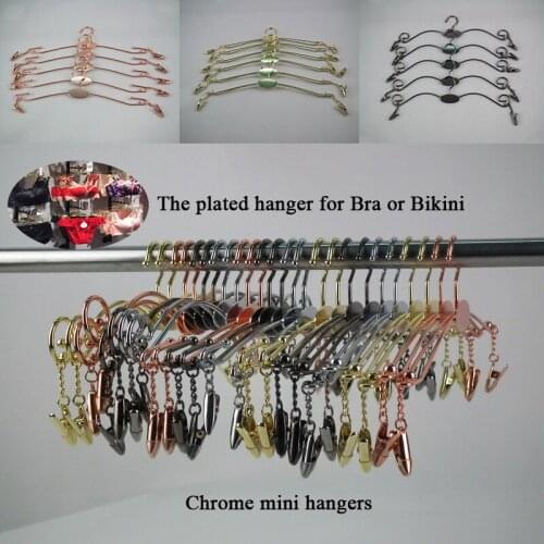 Colorful Lady bra Garment hangers 30pcs Wardrobe Storage Plated metal color Wire Bikini clothes Hanger for Bra underwear store