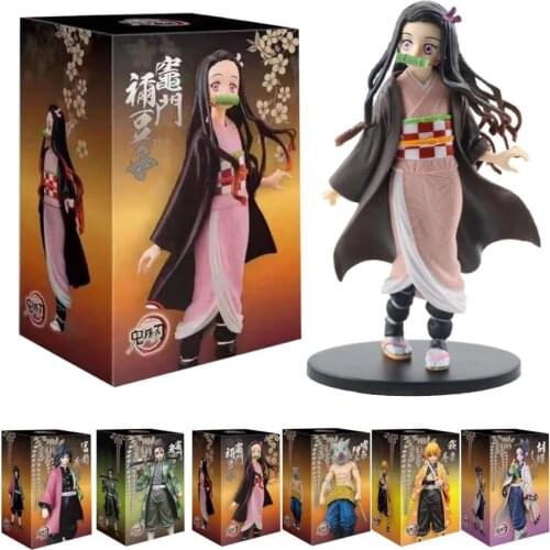 Anime 16CM Demon Slayer Kimetsu no Yaiba figure Kamado Tanjirou Action Figure Agatsuma Zenitsu Nezuko Warrior PVC Model Toys