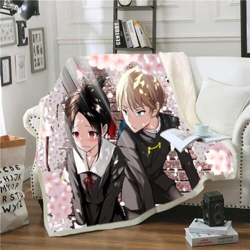 Kaguya-sama Love Is War 3D Printed Fleece Blanket for Beds Thick Quilt Fashion Bedspread Sherpa Throw Blanket Adults Kids 04