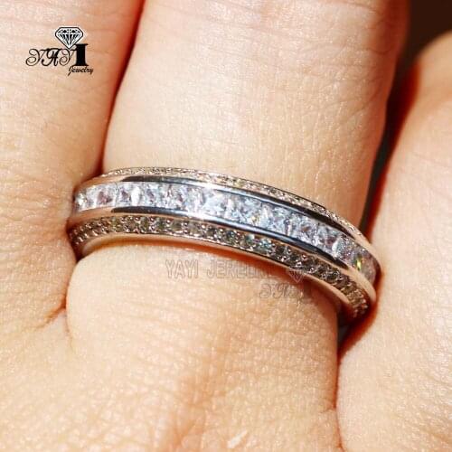 YaYI Fine Jewelry Fashion Princess Claw Set Cut White Cubic Zirconia Silver Color Engagement Wedding Party Lovers Gift Rings