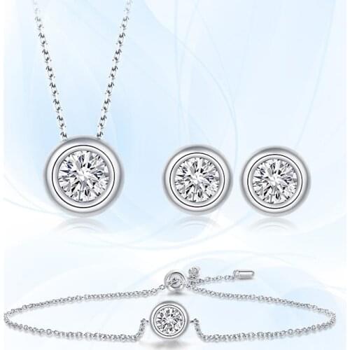 GEMS BALLET Moissanite Diamond Jewelry Set 925 Sterling Silver Bracelet Earrings Necklace For Women Bridal Wedding Jewelry