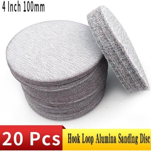 20PCS 4 Inch 100mm White Dry Abrasive Sandpaper Sanding Discs Hook and Loop 60-1000 Grit For Polishing Wall Mental Furniture
