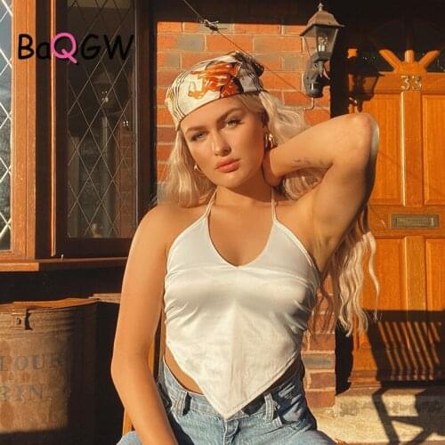 BaQGW Summer Sexy Fashion Women Off Shoulder Crop Tops Chic Sleeveless Streetwear Casual Backless Cardigans Lacing Stain Tshirt