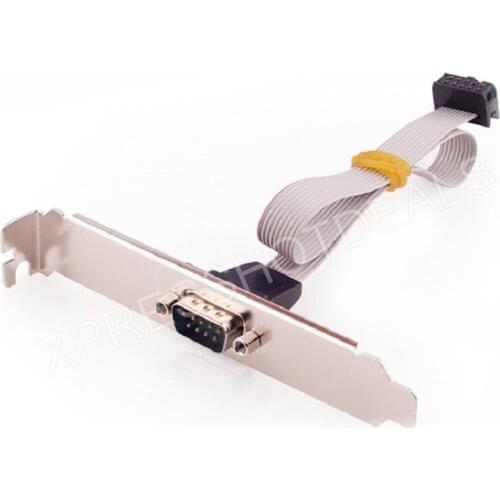 Motherboard Serial 9 Pin RS232 DB9 Com Port Ribbon Cable Connector Bracket Slot