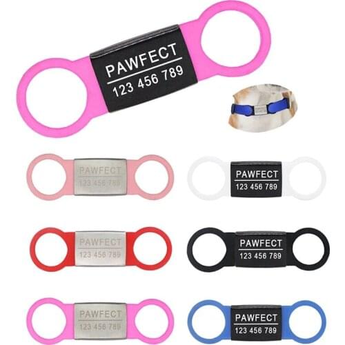 50pcs/lot Cat and dog pet name tag metal silicone nameplate button