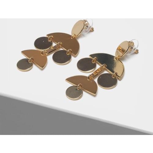 Amorita boutique Round and semicircle design fashion metal drop earrings