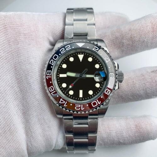 Mens Watch Japanese NH35 Automatic Movement Montre mécanique automatique C3 Green luminous Sapphire Crystal with Magnifier Date