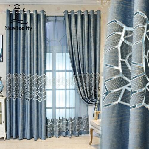 2021 New Simple Curtains for Living Dining Room Bedroom Pure Color Flannel Embroidery Finished Nordic Style Customization