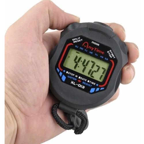 New Digital Handheld LCD Chronograph Sports Stopwatch Timer Stop Watch with String