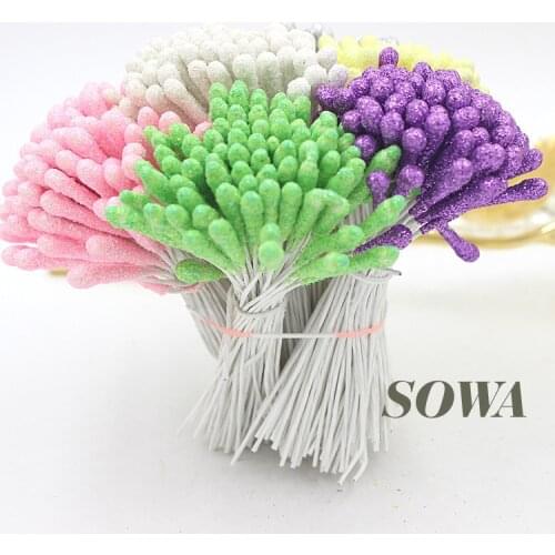 New Size 5mm length 90 mm MultiColor Single Head Iron Wire Pearl Stamen For Christmas Flower Wedding Decoration(400pcs/Lot)