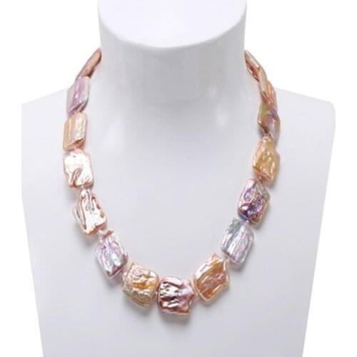 Charming wholesale Classic White&Lavender Baroque Freshwater Cultured Pearl Necklace Party Jewelry Gift AAAA 19"