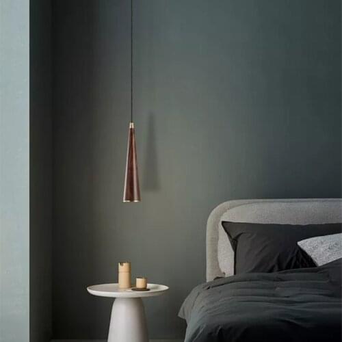 Postmodern Pendant Lights Minimalist Walnut Wood Hangin Lamp For Living Room Bedroom Bedside Lamp Nordic Decor Loft Pendant Lamp