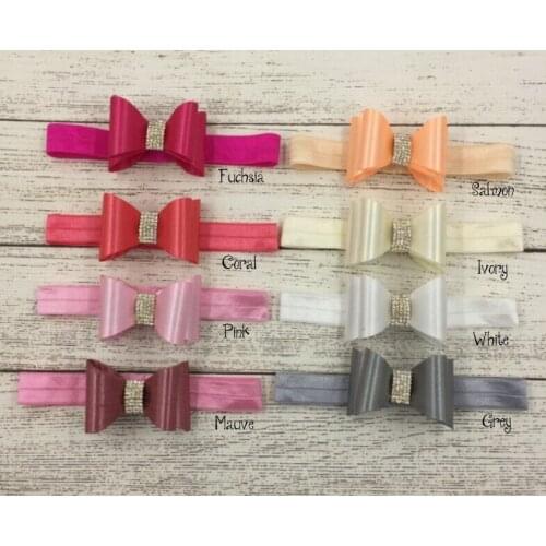 30pcs/lot 8colors Rhinestone Bow Headband Baby Headband Luxe Headband Baby Bow Headband Children Hair Accessories
