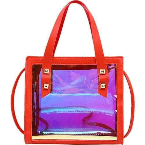 Laser Jelly Transparent Clear PVC Shoulder Bag Summer Fashion Women Girls Casual Purse Handbags Mini Crossbody Messenger Bags