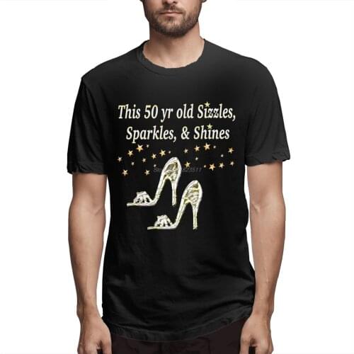 Rengoku SPARKLING 50TH BIRTHDAY SHOE Fashion TShirt Design 50 Years Old Born In 1971 Cotton Shirts Men T-Shirt Oversize Adult