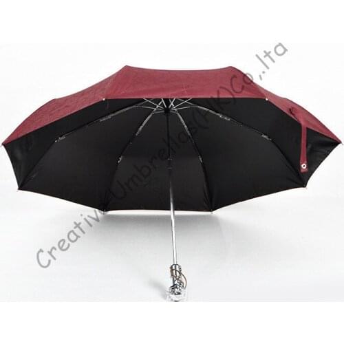 Skull handle,skeleton printed,2 times black coating,100%sunscreen,UPF>50+,parasol,three fold auto open&auto close ,windproof