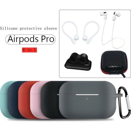 For AirPods Accessories 6 in 1 Silicone Case Cover Headphone storage bag Wireless Bluetooth errphone For Apple AirPods Pro Case