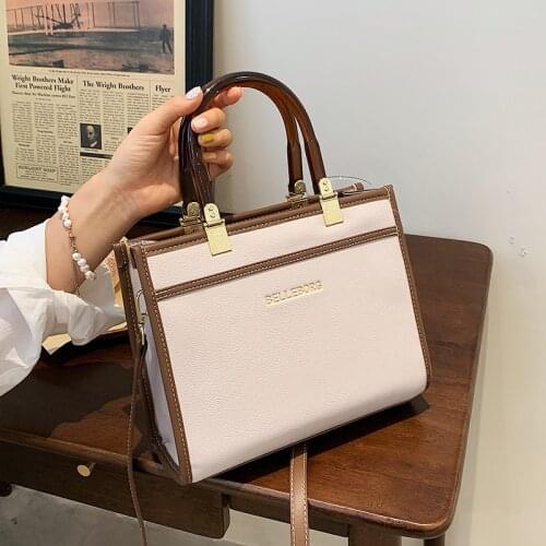 Vintage patchwork women handbag Travel Trends ladies Tote PU Leather female Shoulder Crossbody Bag luxury designer Office bag