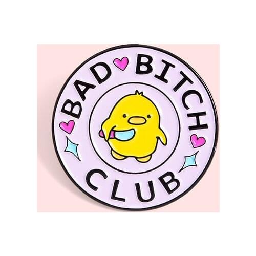 Bad Bitch Club Hard Enamel Pin Cute Webby Knife Duck Gold Badge Brooch Fashion Cartoon Animal Backpack Lapel Pins Jewelry Gift