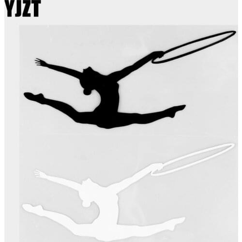 YJZT 17.5×8.1CM Exquisite Gymnastic Girl Pattern Creative Vinyl Decal Car Sticker Body Decoration Black/Silver 20A-0405