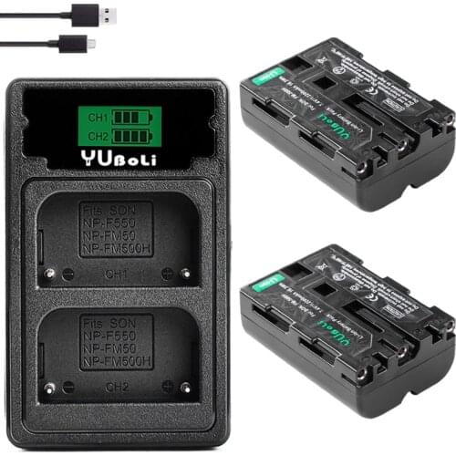 2X bateria NP FM500H FM500H Battery + LCD Dual USB Charger for Sony Alpha A58 A57 A65 A77 A99 A900 A700 A580 A560 A550 A850