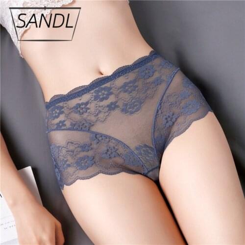 SANDL Womens Panties Sexy Lace Underwear Female High-Waist Control Briefs Hollow Out Hip Lift Lingerie Plus Size Underpants