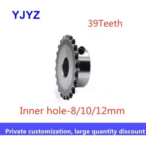 04C 25H Sprocket 39Teeth Bore 8/10/12mm Metal Pilot Motor Gear Roller Chain Drive