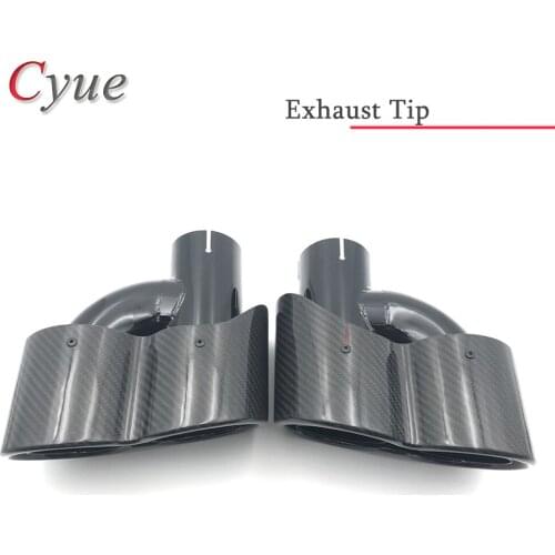 1Pair Glossy Carbon+Black Stainless Steel Dual Exhaust Pipe End tail Muffler Tip Universal H model Car tuning muffler