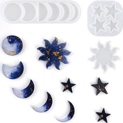 1Pcs DIY Sun Star Moon Pendant Mold Epoxy Resin Craft Casting Ornaments Making Kit Silicone Mould Holiday Home Decor