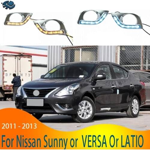 3 Color LED Daytime Driving Light For Nissan Sunny or VERSA Or LATIO 2011-2013 Fog Light White Yellow Day Light with Blue DRL