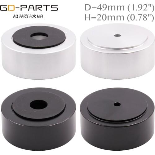 4PCS Black Silver 49x20mm Solid Full Aluminum Speaker Isolation Feet Amplifier Chassis Stand Pad Vibration Cone CNC Machined