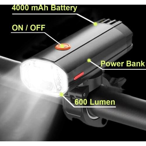 4000mAh Bicycle Front Light Set 450 Lumen Anti-glare Bike LED Light USB Rechargeable Waterproof Headlight Cycling Flashlight