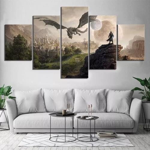5 Piece Elder Scrolls 4 Skyrim Game Painting Poster Wall For Home Canvas Painting Home Decor Modular Canvas Picture