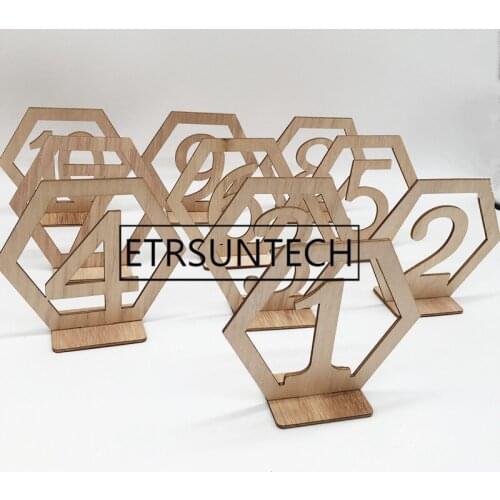 50sets Hexagon 1-20 Wooden Table Numbers with Holder Base for Wedding Table Party Home Decoration