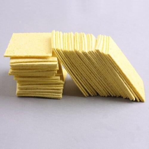 50pcs Soldering Iron Solder Tip Welding Cleaning Sponge Yellow Size:5*3.5*0.6mm Cleaning Sponge