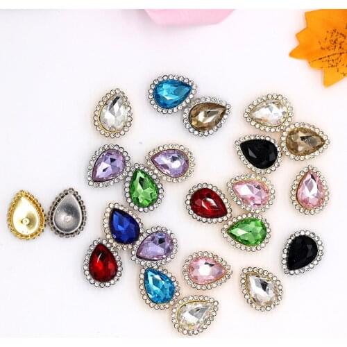 50pcs/ Bag High Quality Drop Sunflower Hand-sewn Stone Colorful Glass Claw Drill Pear-shaped Diy Clothing Shoe Accessories