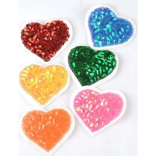 6pcs heart patches badges for clothing iron embroidered patch applique iron sew on Diy patches sewing accessories for clothes
