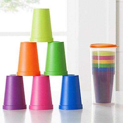 7PCS Colorful Rainbow Set Cup Delicate Picnic Travel Portable Color Plastic Cups Barbecue Camping Tourism Cups Tea Cup Set