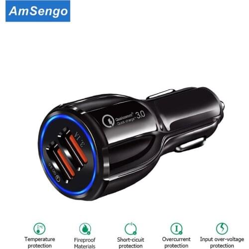 Amsengo Quick 3.0 Charger Car Charger Mini USB For Mobile Phone Tablet GPS Car-Charger Dual USB Phone Chargers Adapter in Car