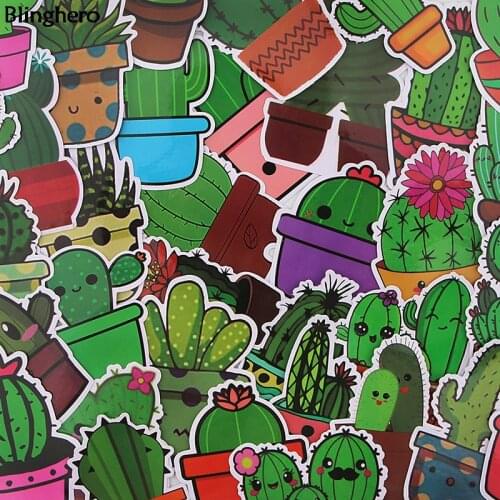 Blinghero Cactus Stickers 36Pcs/set Kawaii Plant Stickers Skateboard Laptop Luggage Stickers Decals Refrigerator Stickers BH0088