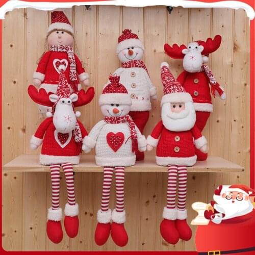 Big Size Santa Snowman Reindeer Desktop Collectible Doll Decor Holiday Party Supplies for Kid Red Xmas Tree Ornament