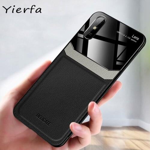 Case For Xiaomi Redmi 9A Case Silicone Shockproof Bumper PU Leather Mirror Plexiglass Back Cover For Xiomi Redmi 9 9C Phone Case
