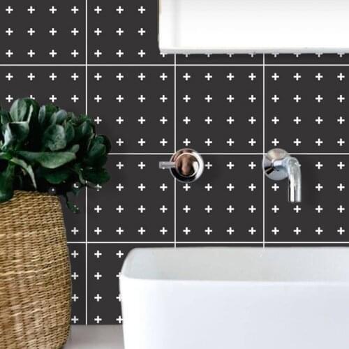 Balck White Grey Vinyl Stickers Self Adhesive Wallpaper Stick Square Wall Tiles for Furniture Kitchen and Bathroom Backsplash
